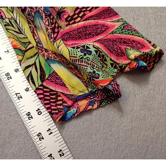 Macy's Tacera Women's M Summer Beach Party Boho 70's 3/4 Flare Neon Floral - Picture 5 of 12